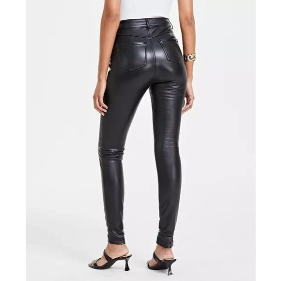 Inc International Concepts Women's Black Faux-Leather Skinny Pants Size 16 - Picture 2 of 11